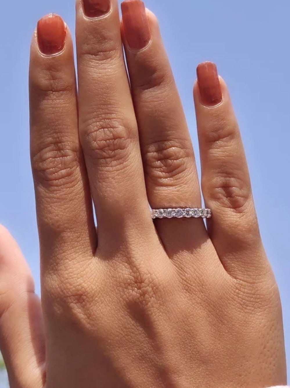 NWT-Moissanite Eternity Band WG with round cut